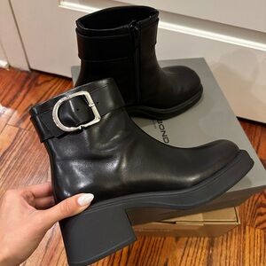 Vagabond Black Ankle Boots with Metallic Buckle